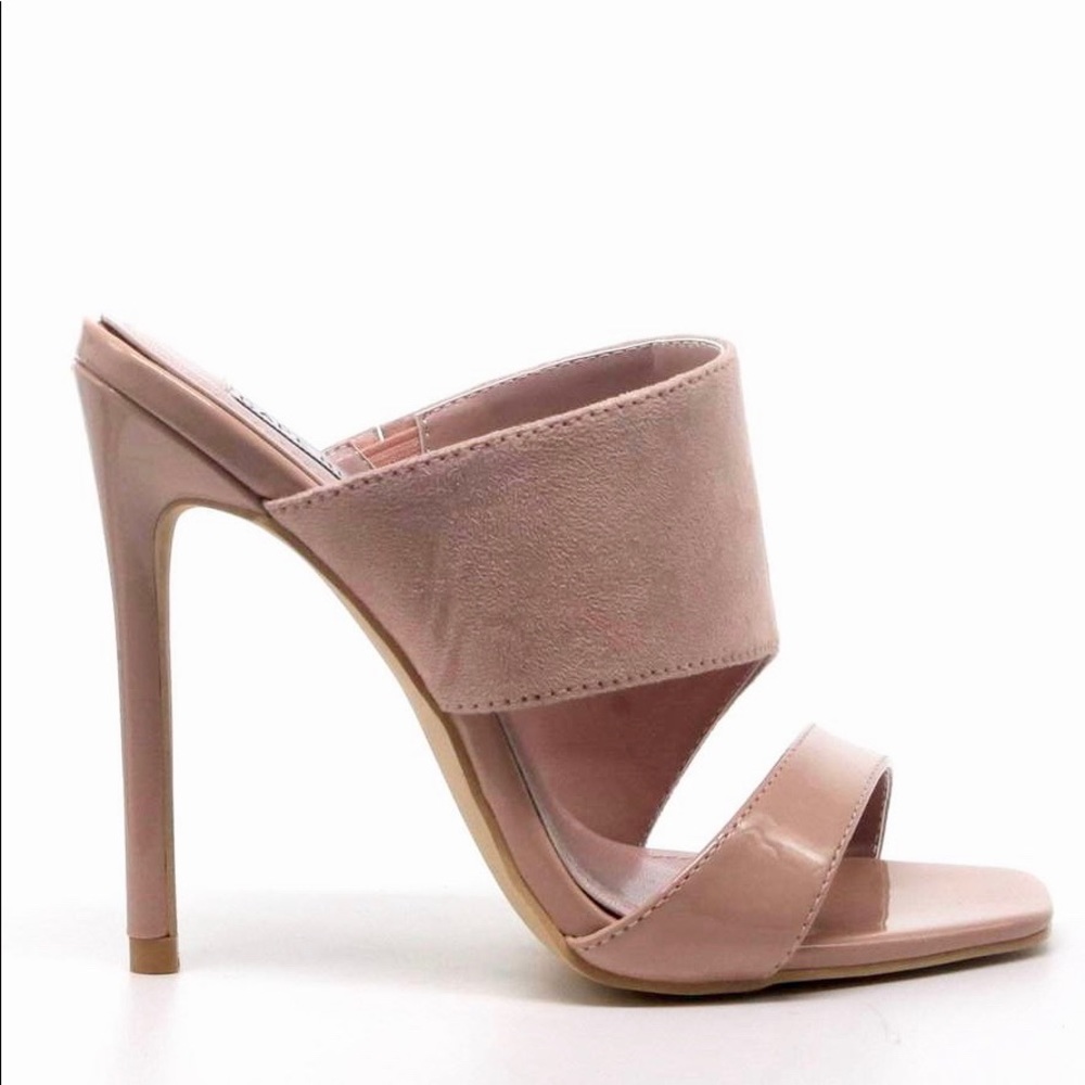 🎉 Nude Vegan Material Stiletto Mules